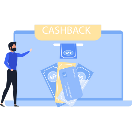 Cara olhando para Cashback  Illustration