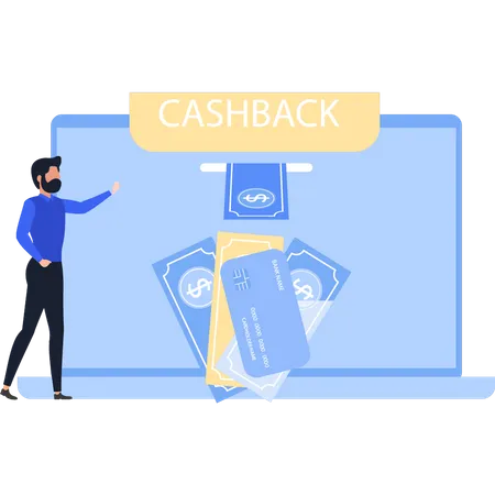 Cara olhando para Cashback  Illustration