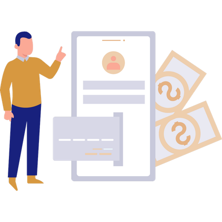 Cara pagando on-line com cartão de crédito  Ilustração