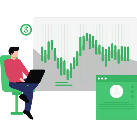 Cara trabalhando em Dollar Analytics  Ilustração