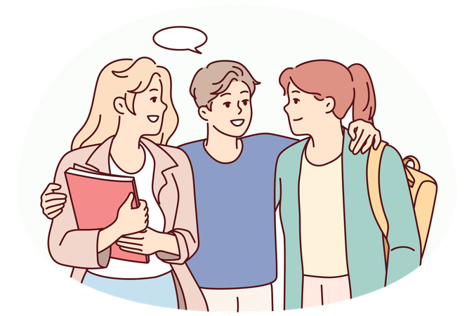 Cara sorridente flertando com amigas  Ilustração