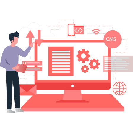 Cara trabalhando na configuração de codificação  Ilustração