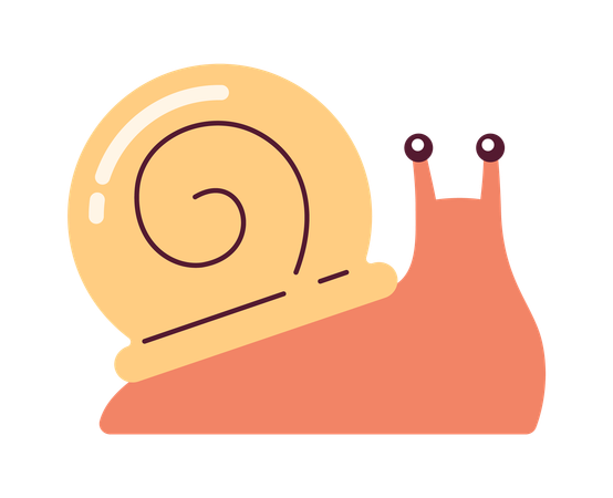 Caracol com grande concha espiral dourada  Ilustração