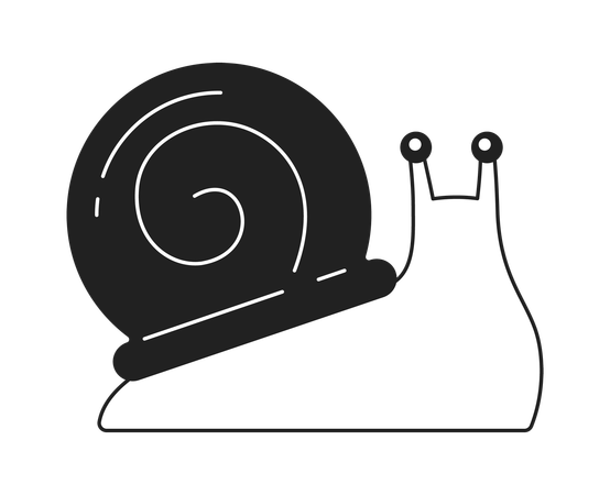 Caracol com grande concha espiral dourada  Ilustração