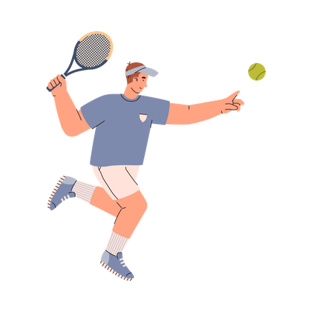 Caractère de joueur de tennis masculin avec raquette  Illustration