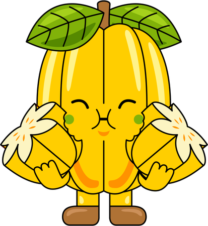 Mascote da carambola comendo carambola  Ilustração