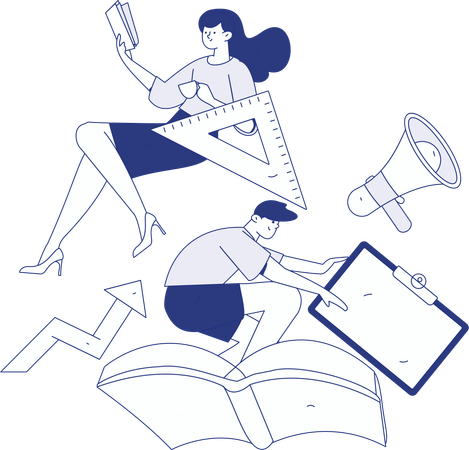 Caras com alvo de estudo  Ilustração
