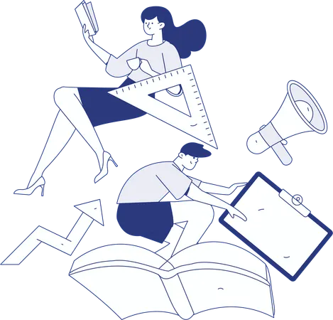 Caras com alvo de estudo  Ilustração
