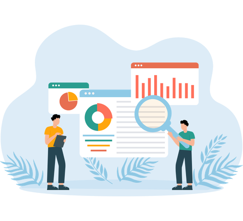 Pessoal fazendo uma revisão de mercado  Illustration