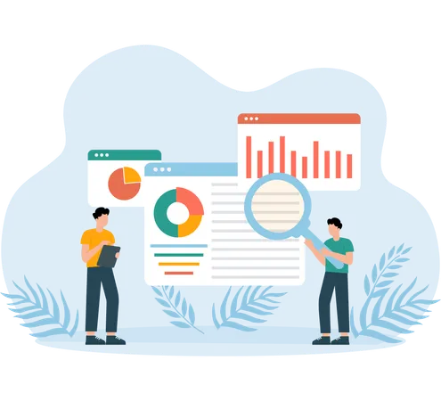 Pessoal fazendo uma revisão de mercado  Illustration