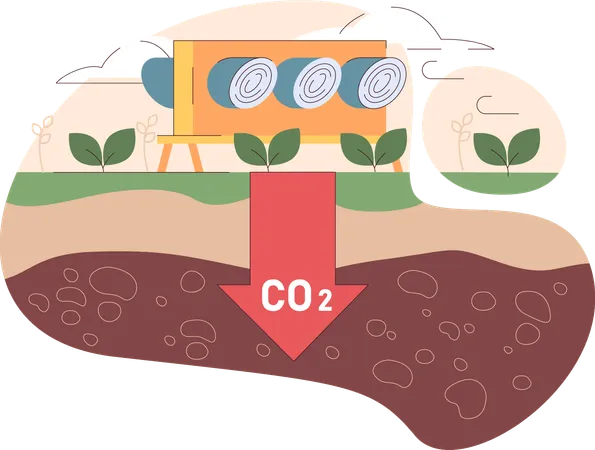 Carbon dioxide in farm soil  Illustration