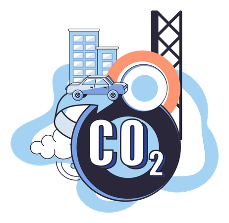Carbon dioxide pollution and climate change  Illustration