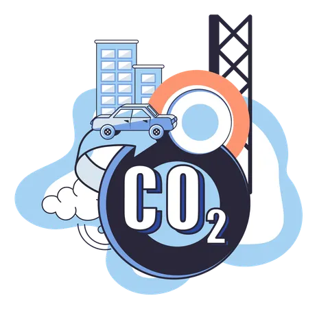 Carbon dioxide pollution and climate change  Illustration