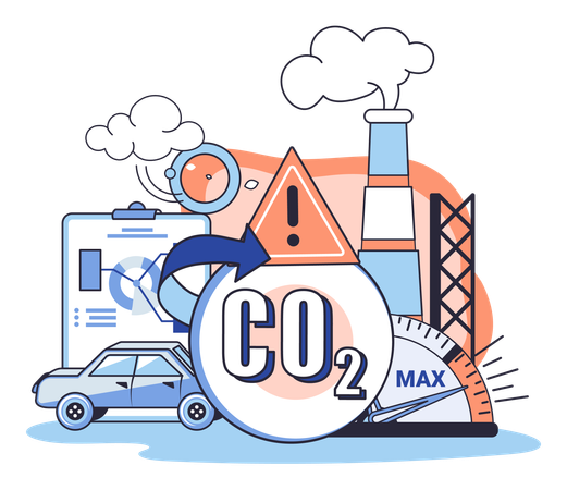 Carbon dioxide pollution level alert  Illustration
