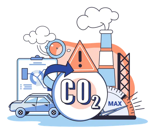 Carbon dioxide pollution level alert  Illustration