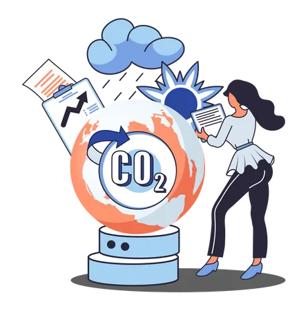 Environmental Ecological Problems Air And Atmosphere Carbon Pollution Causes Of Climate Change CO 2 Reduction Eliminate Environment Danger From Air Contamination Dioxide Gases Mother Earth Day Illustration