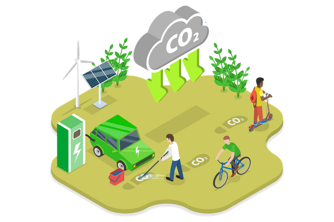 Carbon Emission Reduction  Illustration