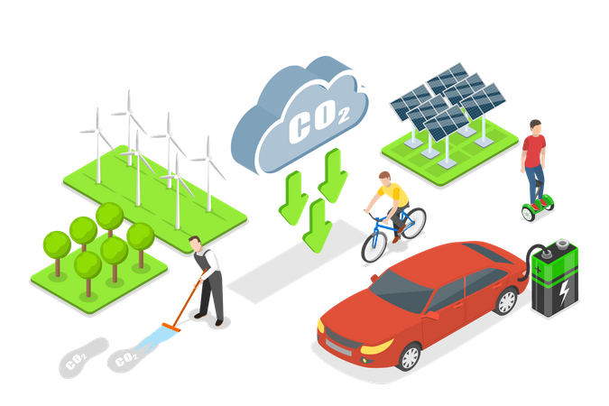 Carbon Emission Reduction  Illustration