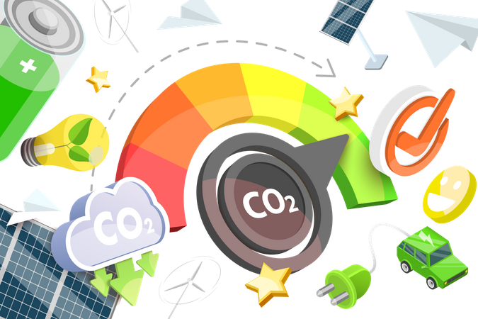 Carbon Emissions Cutting  Illustration