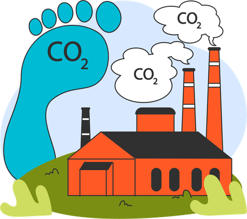 Carbon footprint and carbon pollution  Illustration