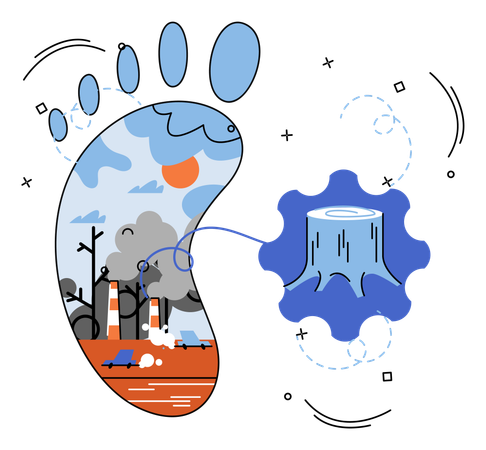 Carbon footprint and Ecological problem metaphor  Illustration