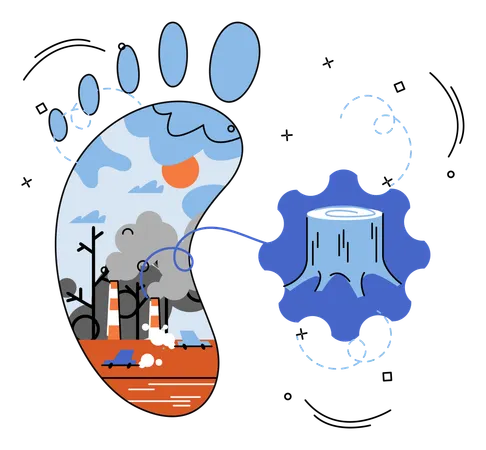 Carbon footprint and Ecological problem metaphor  Illustration
