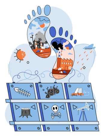 Carbon footprint and ecological problems air and atmosphere  Illustration