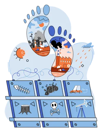 Carbon footprint and ecological problems air and atmosphere  Illustration