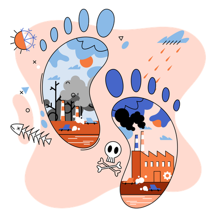 Carbon footprint and its consequences  Illustration