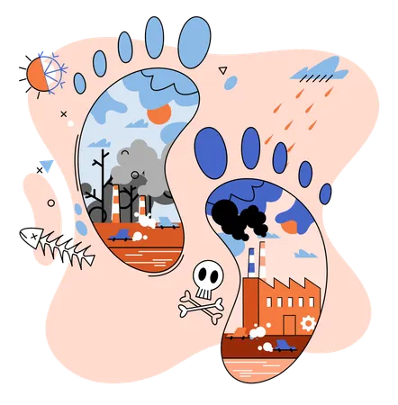 Carbon footprint and its consequences  Illustration