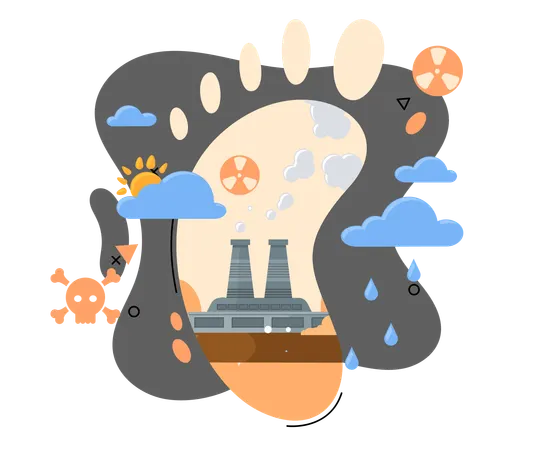Carbon footprint and its consequences  Illustration