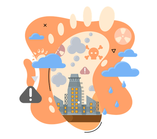 Carbon footprint and its consequences  Illustration