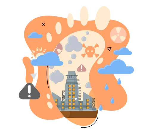 Carbon footprint and its consequences  Illustration