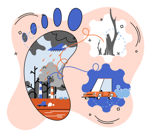 Carbon footprint and its consequences  Illustration
