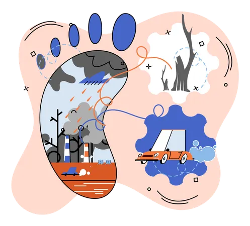 Carbon footprint and its consequences  Illustration