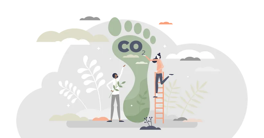 Carbon footprint as CO2 emission pollution  Illustration