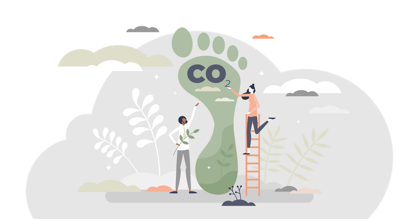 Carbon footprint as CO2 emission pollution  Illustration