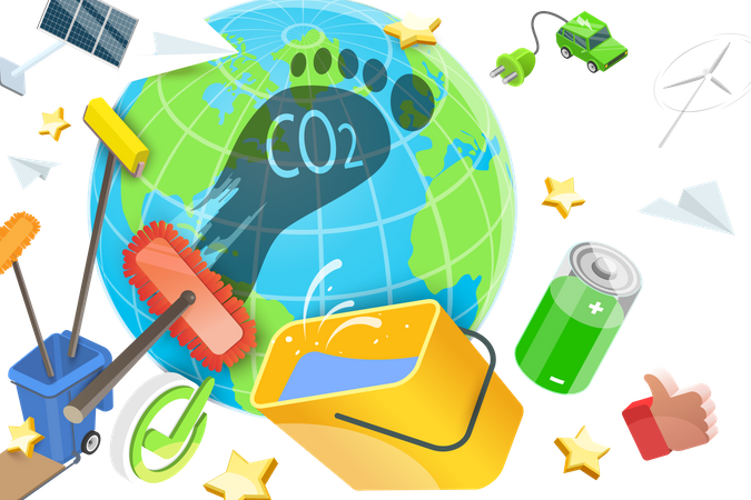 Carbon Footprint Reducing  Illustration