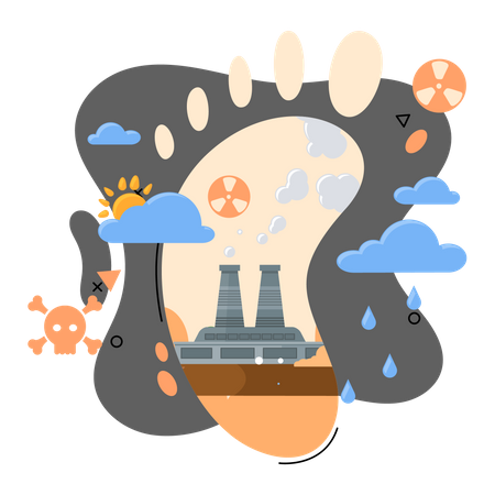 Carbon footprint released from biohazardous factories  Illustration