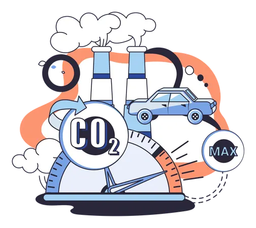Carbon pollution level and climate change  Illustration