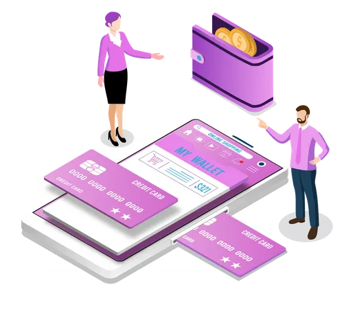 Online And Mobile Payments Financial Transaction Concept Concepts Of Online Payment Method Shopping Online On Website Or Mobile Application Electronic Funds Transfers And Bank Wireless Transfer Illustration