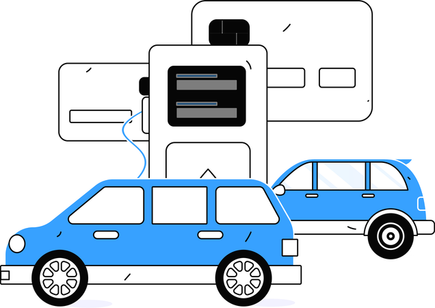 車のガソリン代をカードで支払い完了  イラスト