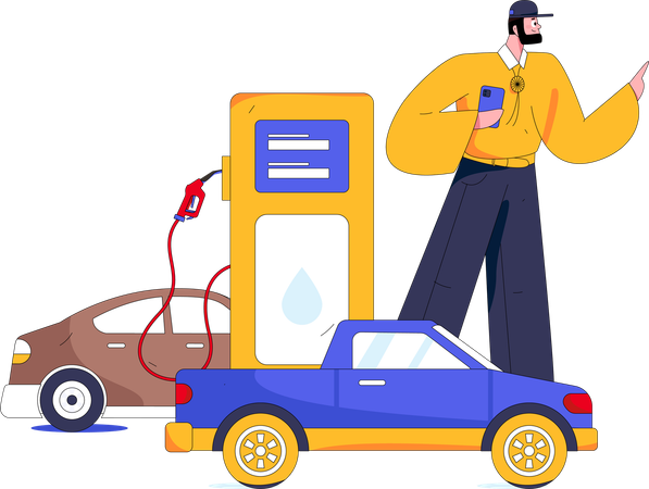車の給油のカード決済  イラスト