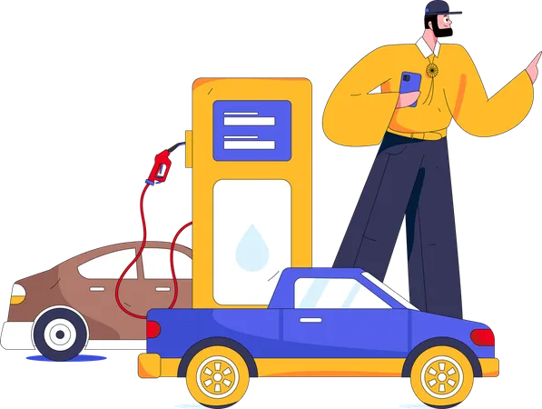 車の給油のカード決済  イラスト