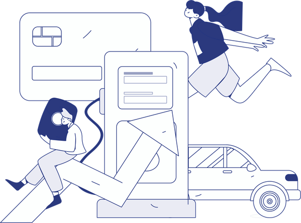 Card payment for car fueling  Illustration
