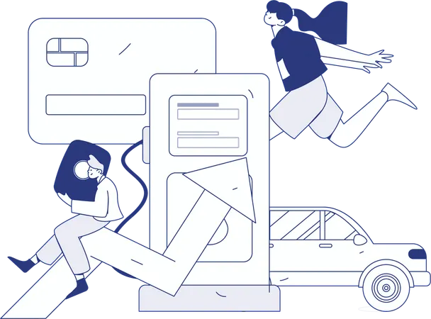 Card payment for car fueling  Illustration
