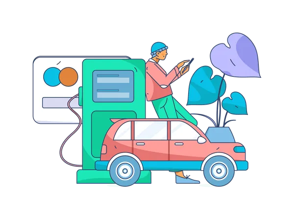 Card payment for car fueling  Illustration