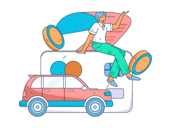 Card payment of car insurance  Illustration