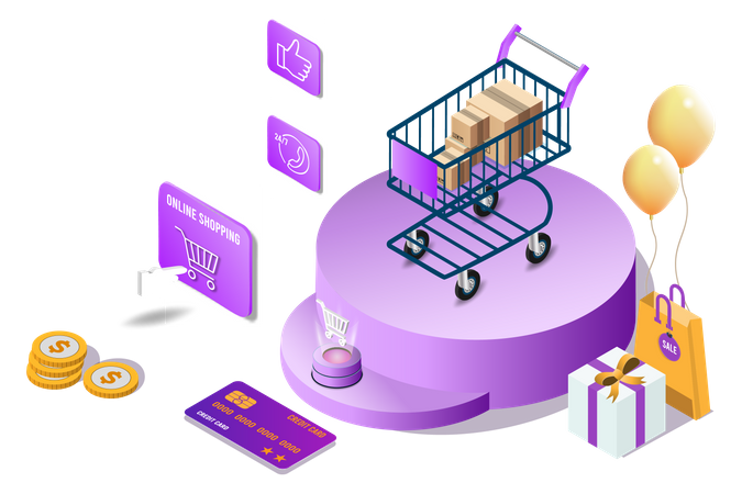 Card payment on online shopping site Illustration