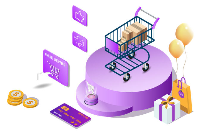 Card payment on online shopping site  Illustration